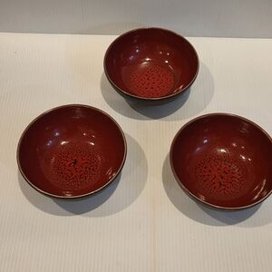 Jars France TOURRON CERISE Cherry Dark Red 5.5” Soup Salad Dessert Bowl Set of 3